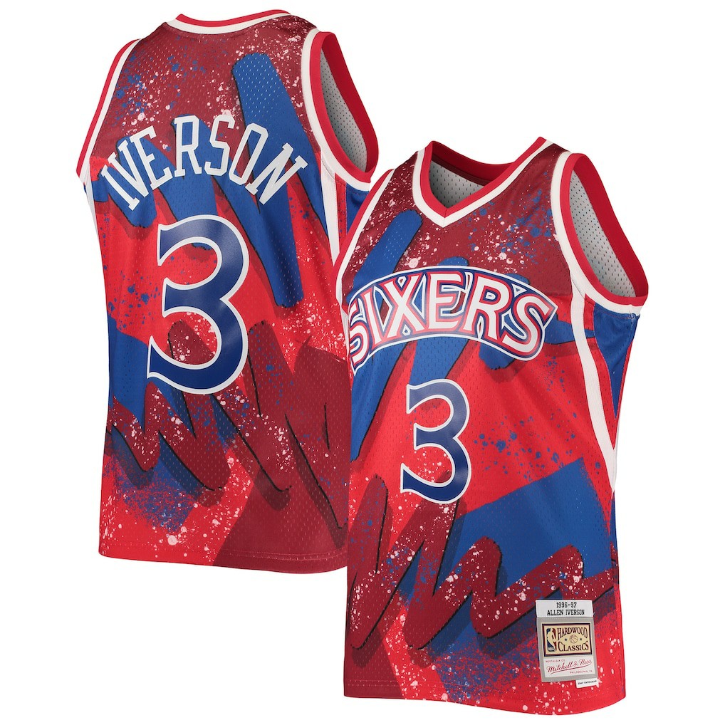 Mitchell & Ness Allen Iverson Philadelphia 76ers Hardwood Classics 1996/97 Hyper Hoops Swingman Jersey Red