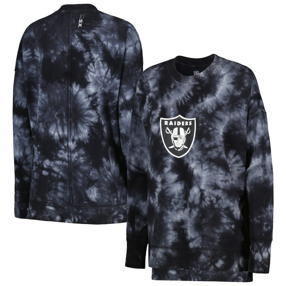 Las Vegas Raiders MSX by Michael Strahan Women's Bailey Tie-Dye Pullover Sweatshirt - Black - NFL