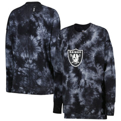 Las Vegas Raiders MSX by Michael Strahan Women's Bailey Tie-Dye Pullover Sweatshirt - Black - NFL