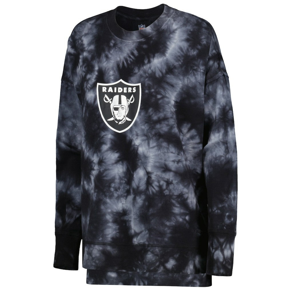 Las Vegas Raiders MSX by Michael Strahan Women's Bailey Tie-Dye Pullover Sweatshirt - Black - NFL