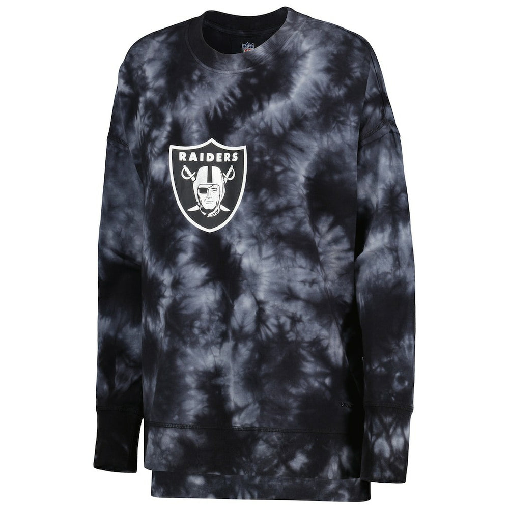 Las Vegas Raiders MSX by Michael Strahan Women's Bailey Tie-Dye Pullover Sweatshirt - Black - NFL