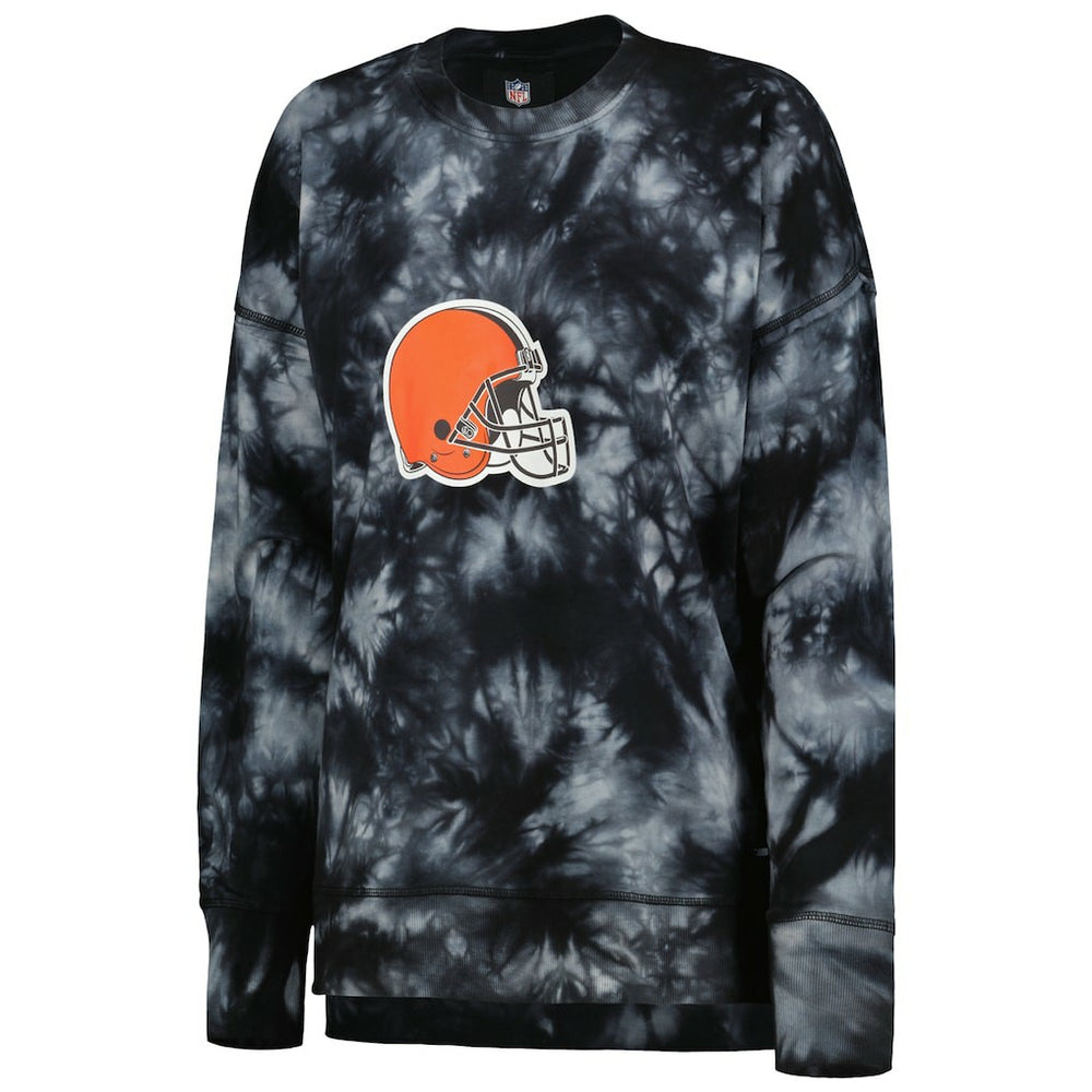 Cleveland Browns MSX by Michael Strahan Women's Bailey Tie-Dye Tri-Blend Pullover Sweatshirt - Black - NFL