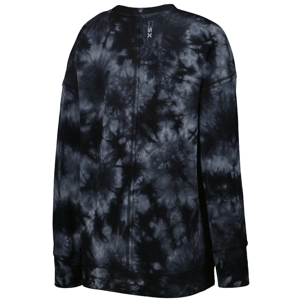 New Orleans Saints MSX by Michael Strahan Women's Bailey Tie-Dye Tri-Blend Pullover Sweatshirt - Black - NFL