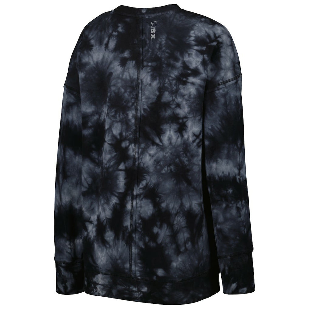 New Orleans Saints MSX by Michael Strahan Women's Bailey Tie-Dye Tri-Blend Pullover Sweatshirt - Black - NFL