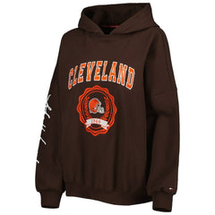 Cleveland Browns Tommy Hilfiger Women's Becca Drop Shoulder Pullover Hoodie - Brown - NFL