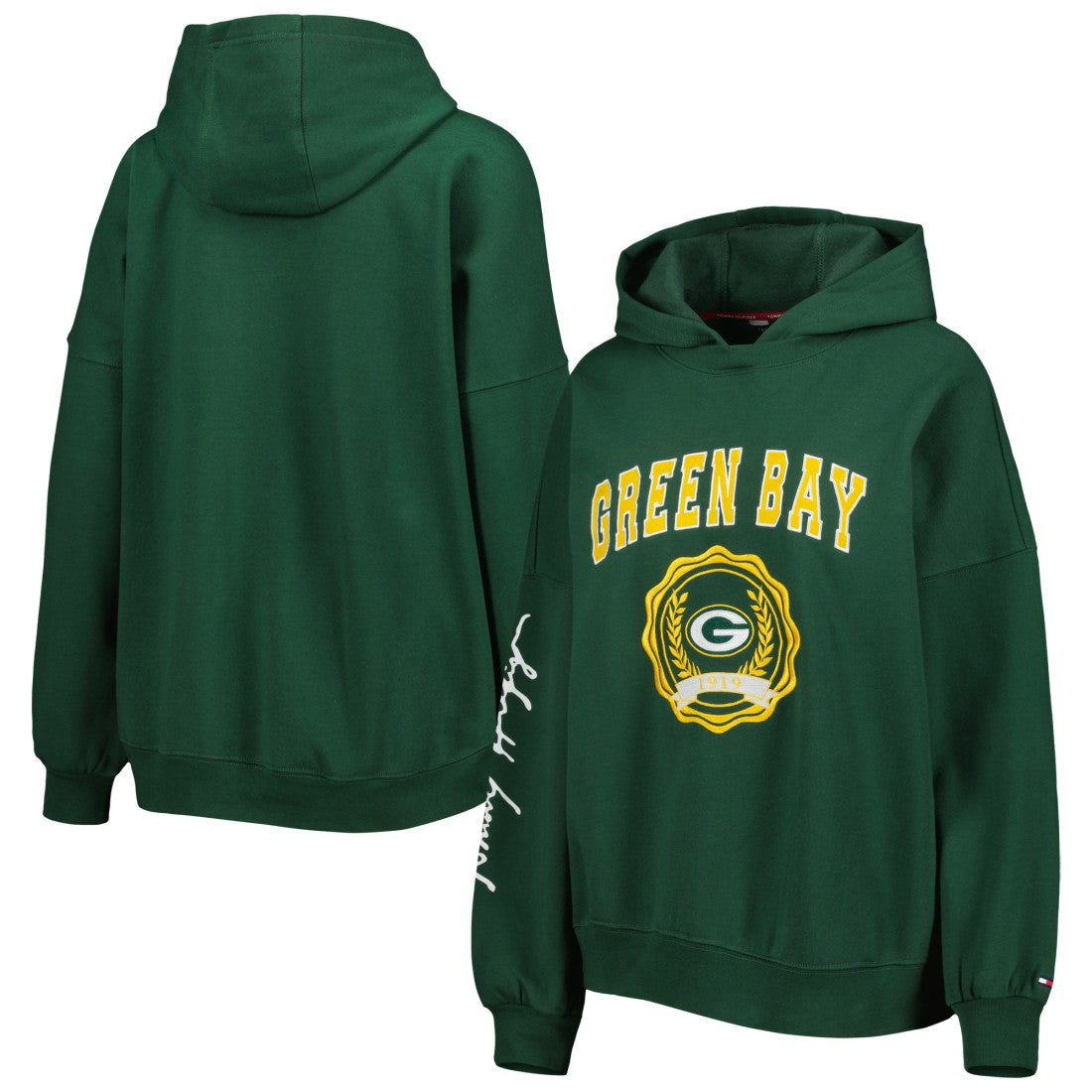 Green Bay Packers Tommy Hilfiger Women's Becca Drop Shoulder Pullover Hoodie - Green - NFL
