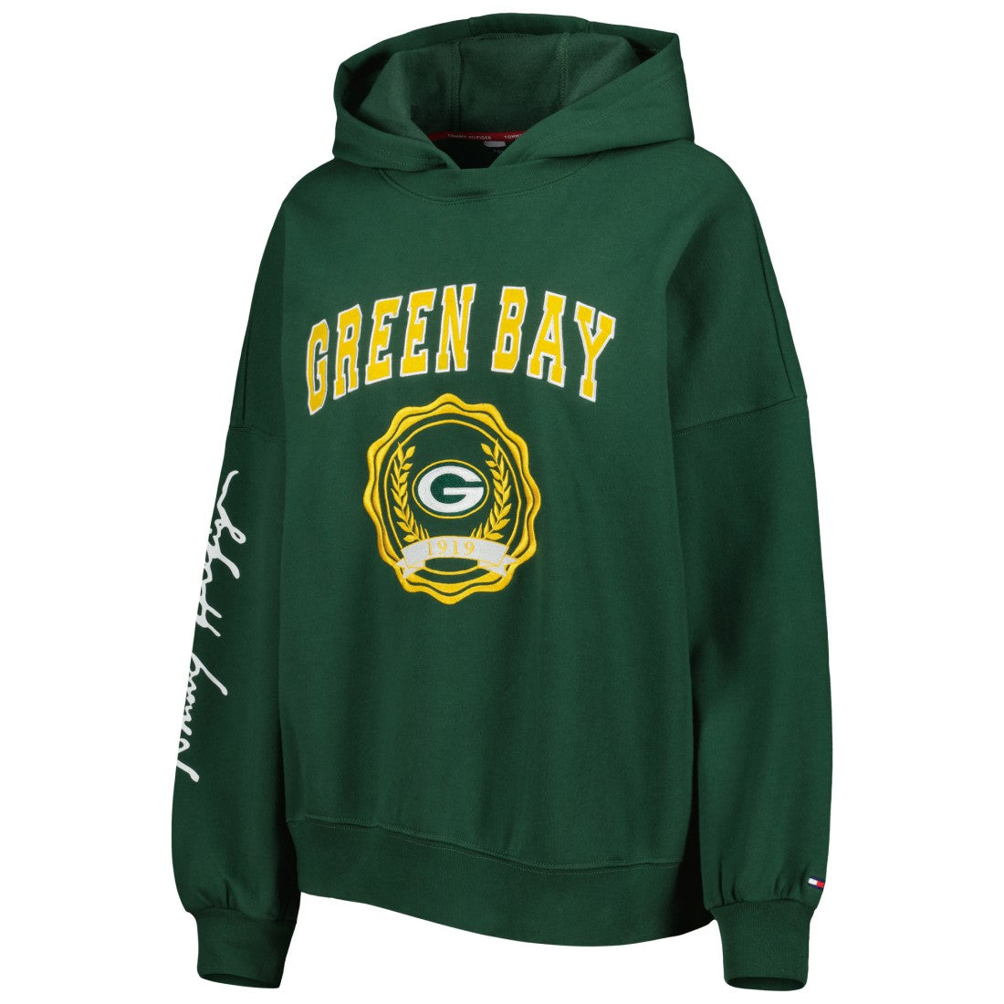 Green Bay Packers Tommy Hilfiger Women's Becca Drop Shoulder Pullover Hoodie - Green - NFL