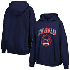 New England Patriots Tommy Hilfiger Women's Becca Drop Shoulder Pullover Hoodie - Navy - NFL