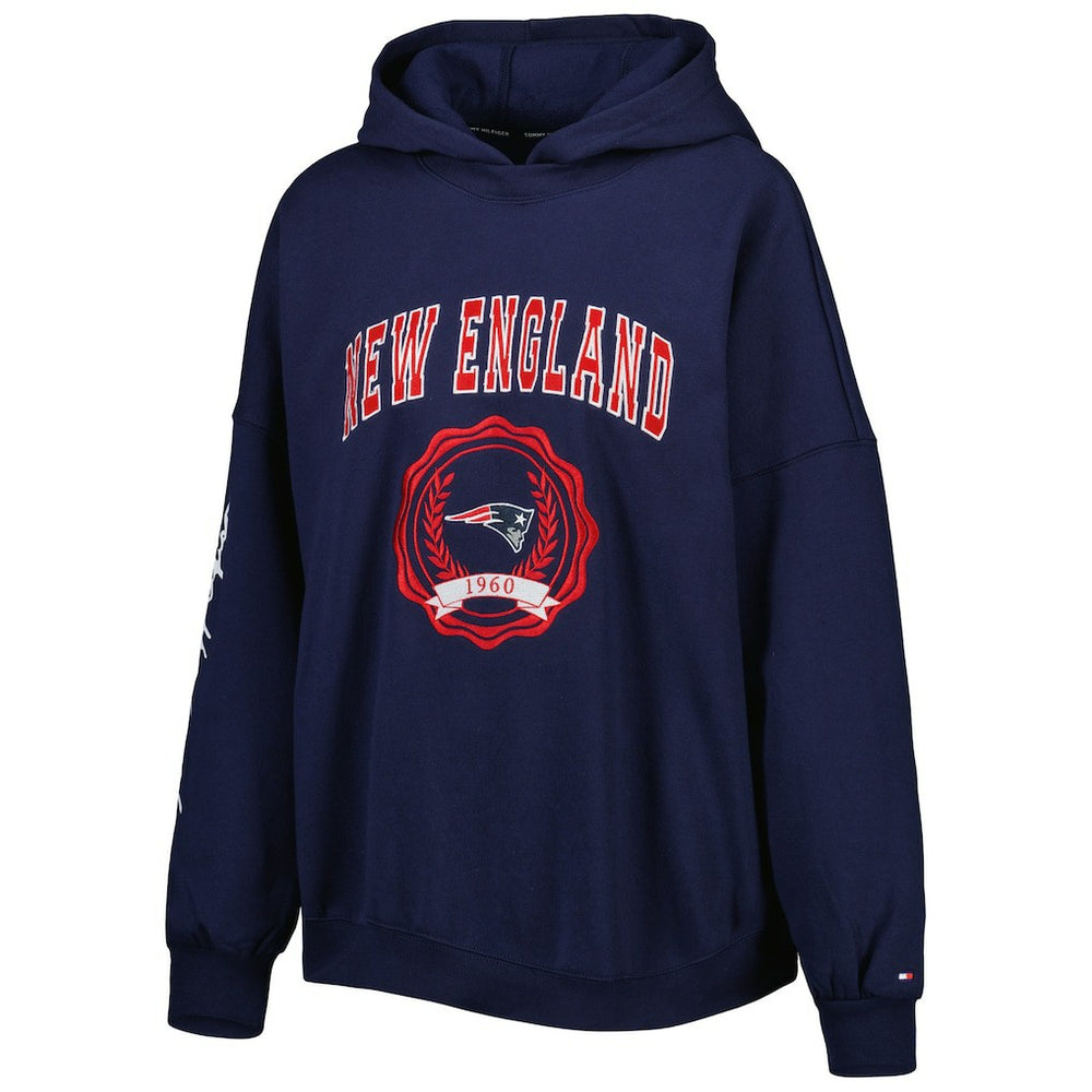 New England Patriots Tommy Hilfiger Women's Becca Drop Shoulder Pullover Hoodie - Navy - NFL