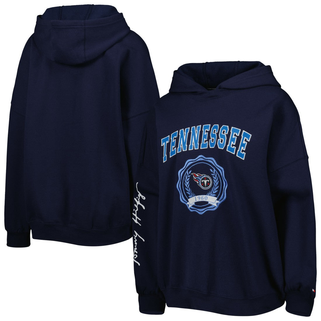 Tennessee Titans Tommy Hilfiger Women's Becca Drop Shoulder Pullover Hoodie - Navy - NFL
