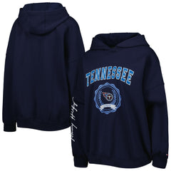 Tennessee Titans Tommy Hilfiger Women's Becca Drop Shoulder Pullover Hoodie - Navy - NFL