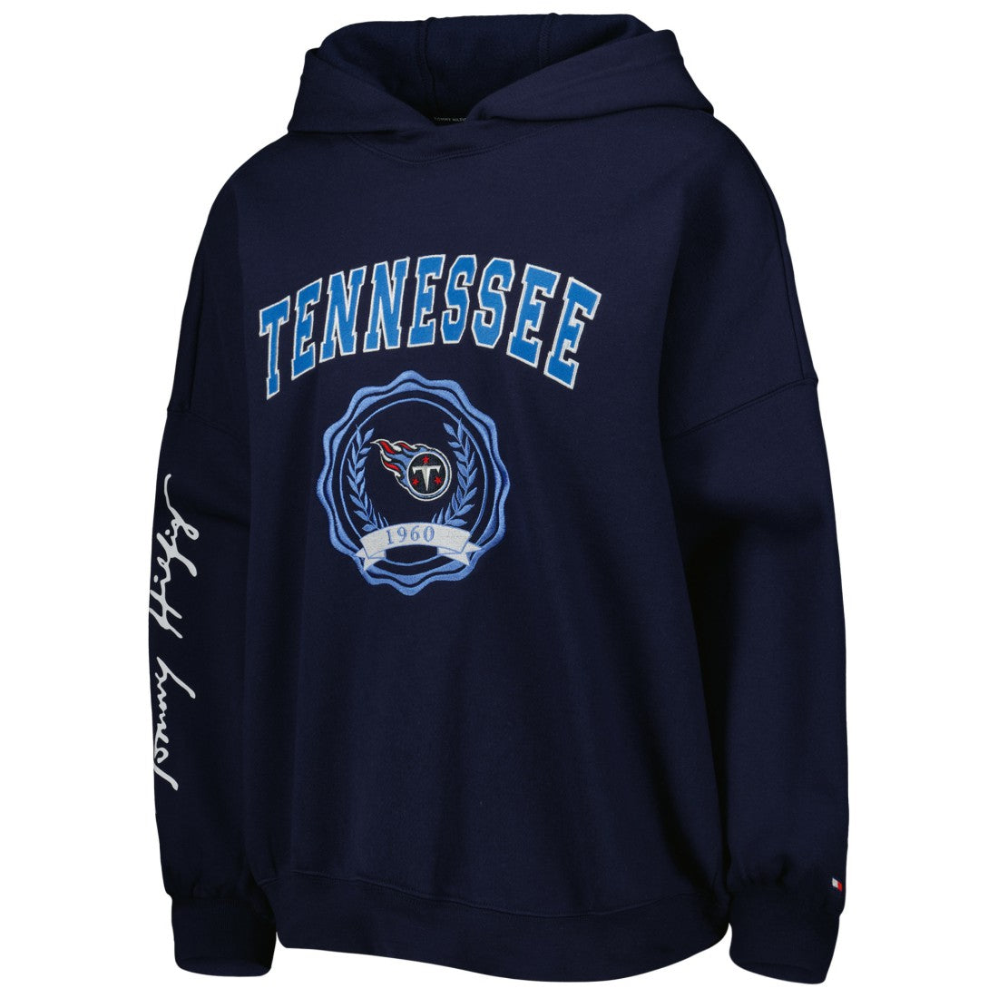 Tennessee Titans Tommy Hilfiger Women's Becca Drop Shoulder Pullover Hoodie - Navy - NFL