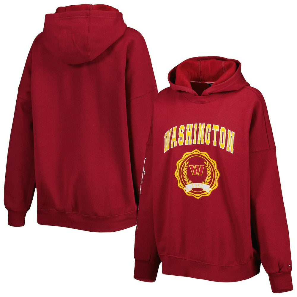 Washington Commanders Tommy Hilfiger Women's Becca Drop Shoulder Pullover Hoodie - Burgundy - NFL