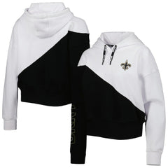 New Orleans Saints DKNY Sport Women's Bobbi Color Blocked Pullover Hoodie - White/Black - NFL