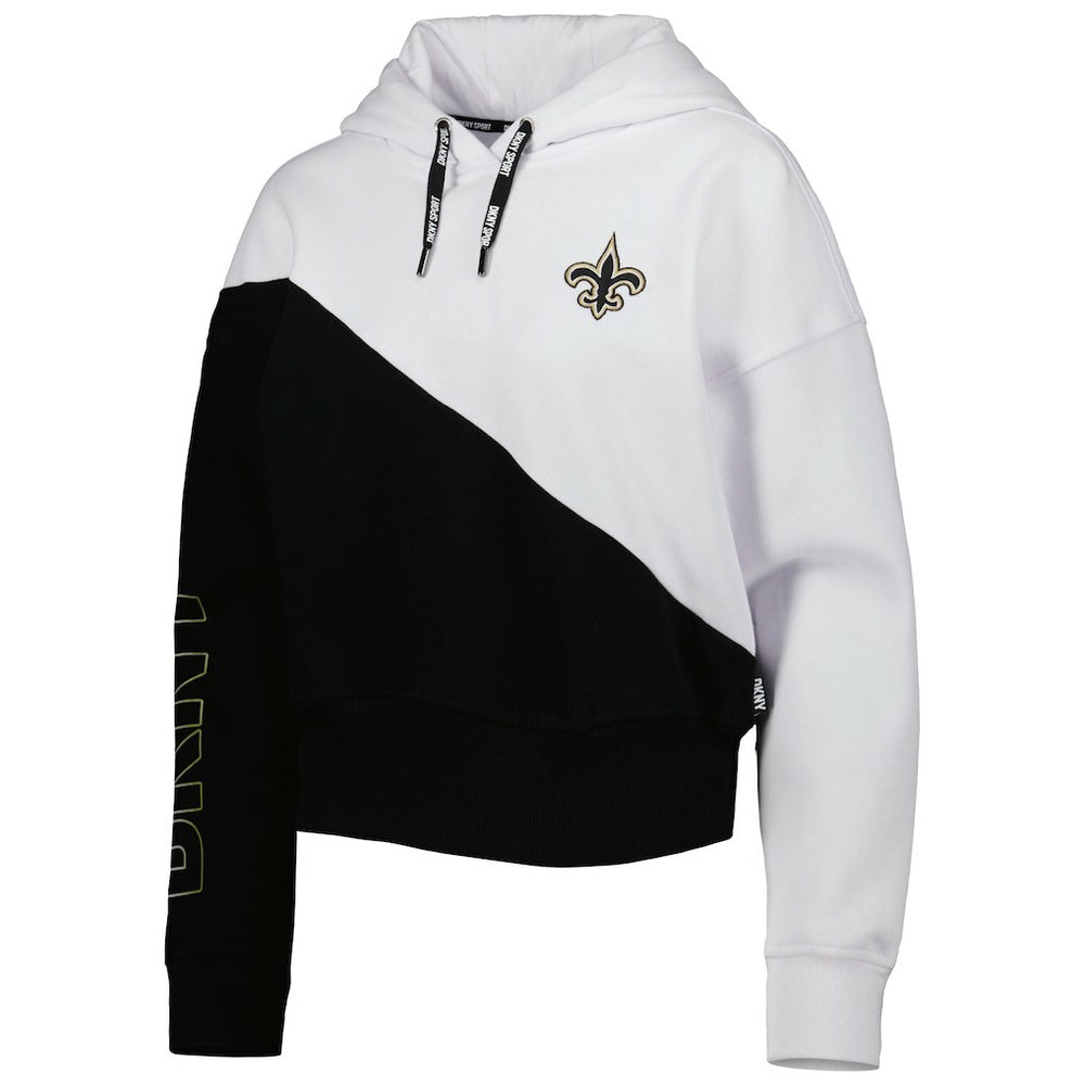 New Orleans Saints DKNY Sport Women's Bobbi Color Blocked Pullover Hoodie - White/Black - NFL