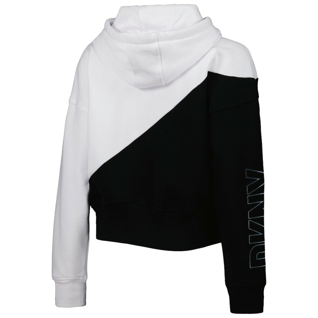 New Orleans Saints DKNY Sport Women's Bobbi Color Blocked Pullover Hoodie - White/Black - NFL