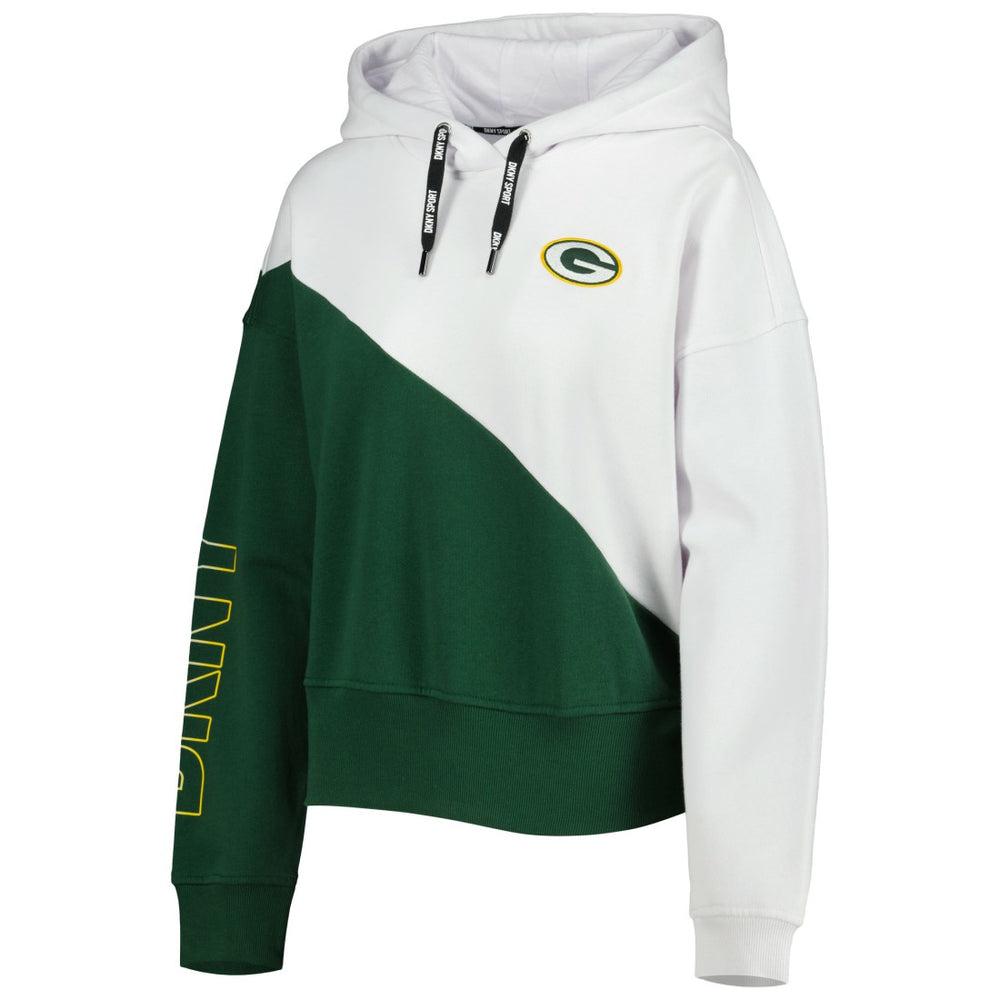Green Bay Packers DKNY Sport Women's Bobbi Color Blocked Pullover Hoodie - White/Green - NFL