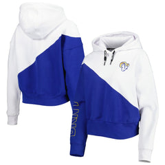 Los Angeles Rams DKNY Sport Women's Bobbi Color Blocked Pullover Hoodie - White/Royal - NFL