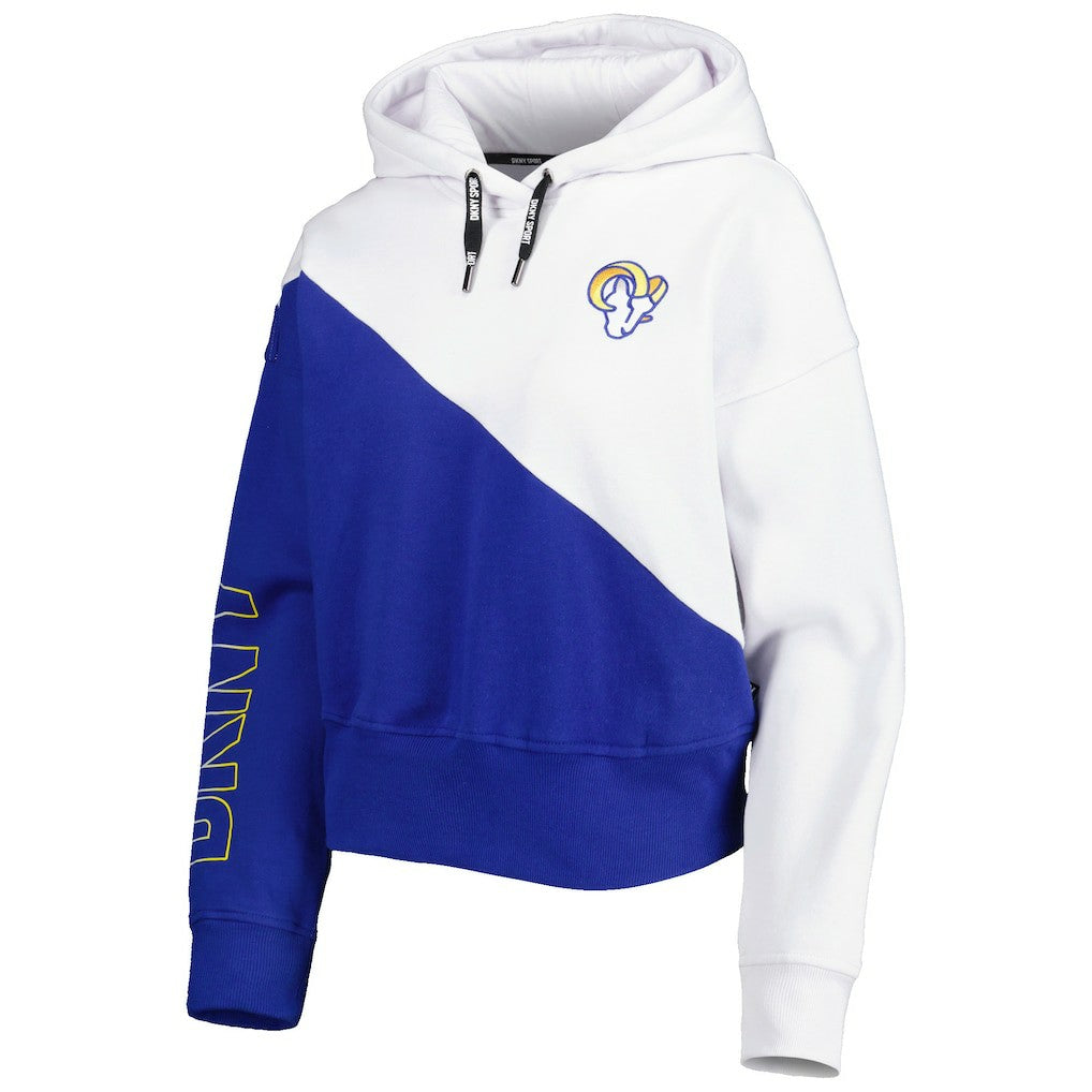 Los Angeles Rams DKNY Sport Women's Bobbi Color Blocked Pullover Hoodie - White/Royal - NFL