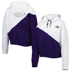 Baltimore Ravens DKNY Sport Women's Bobbi Color Blocked Pullover Hoodie - White/Purple - NFL