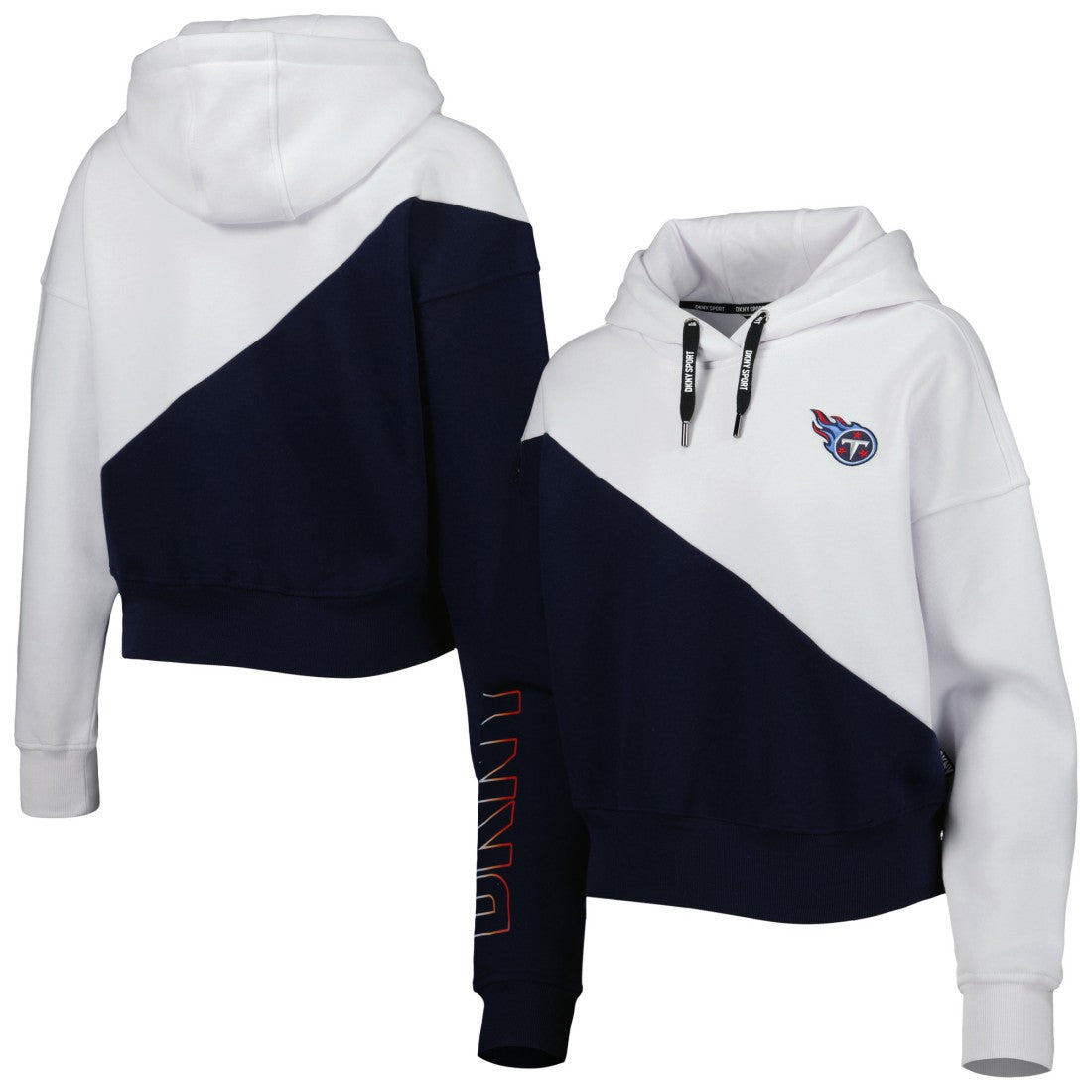 Tennessee Titans DKNY Sport Women's Bobbi Color Blocked Pullover Hoodie - White/Navy - NFL