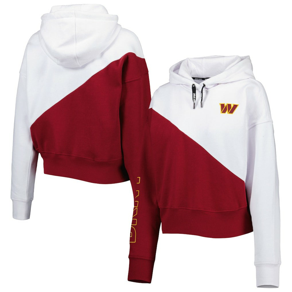 Washington Commanders DKNY Sport Women's Bobbi Color Blocked Pullover Hoodie - White/Burgundy - NFL