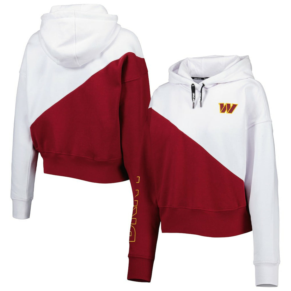 Washington Commanders DKNY Sport Women's Bobbi Color Blocked Pullover Hoodie - White/Burgundy - NFL