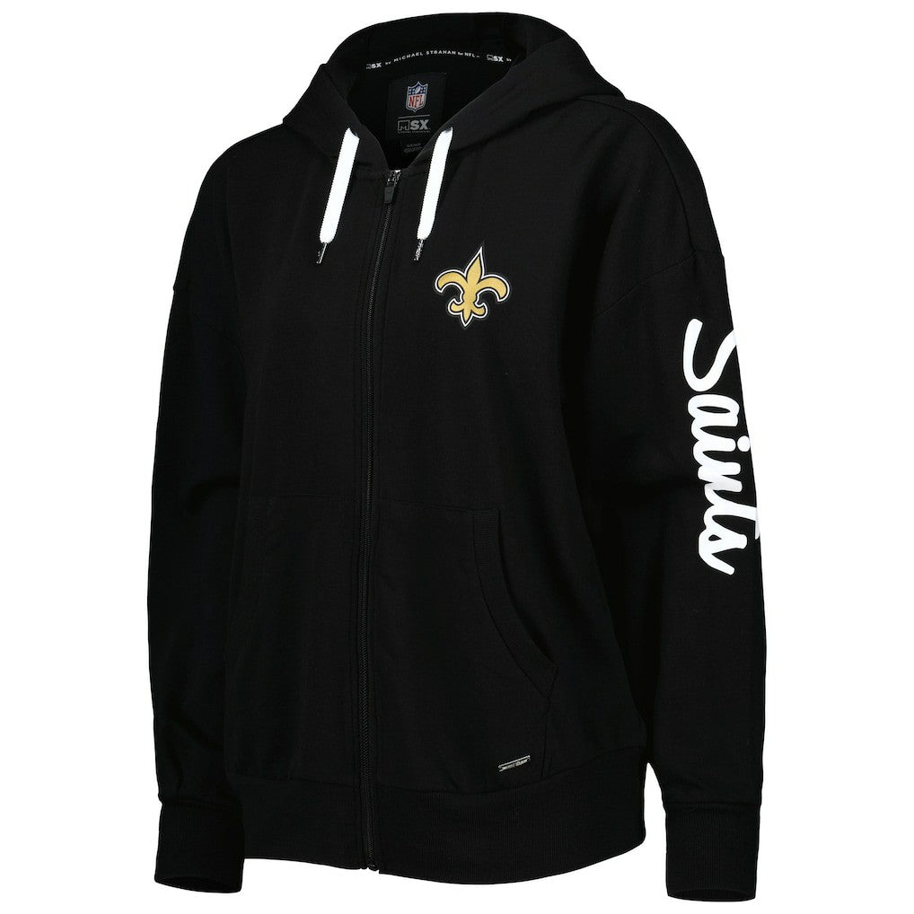 New Orleans Saints MSX by Michael Strahan Women's Emerson Lightweight Full-Zip Hoodie - Black - NFL