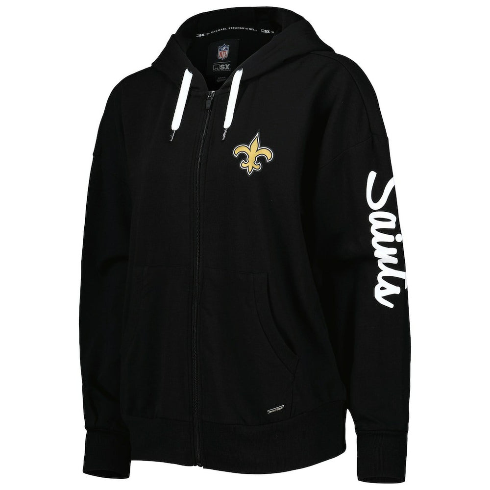 New Orleans Saints MSX by Michael Strahan Women's Emerson Lightweight Full-Zip Hoodie - Black - NFL