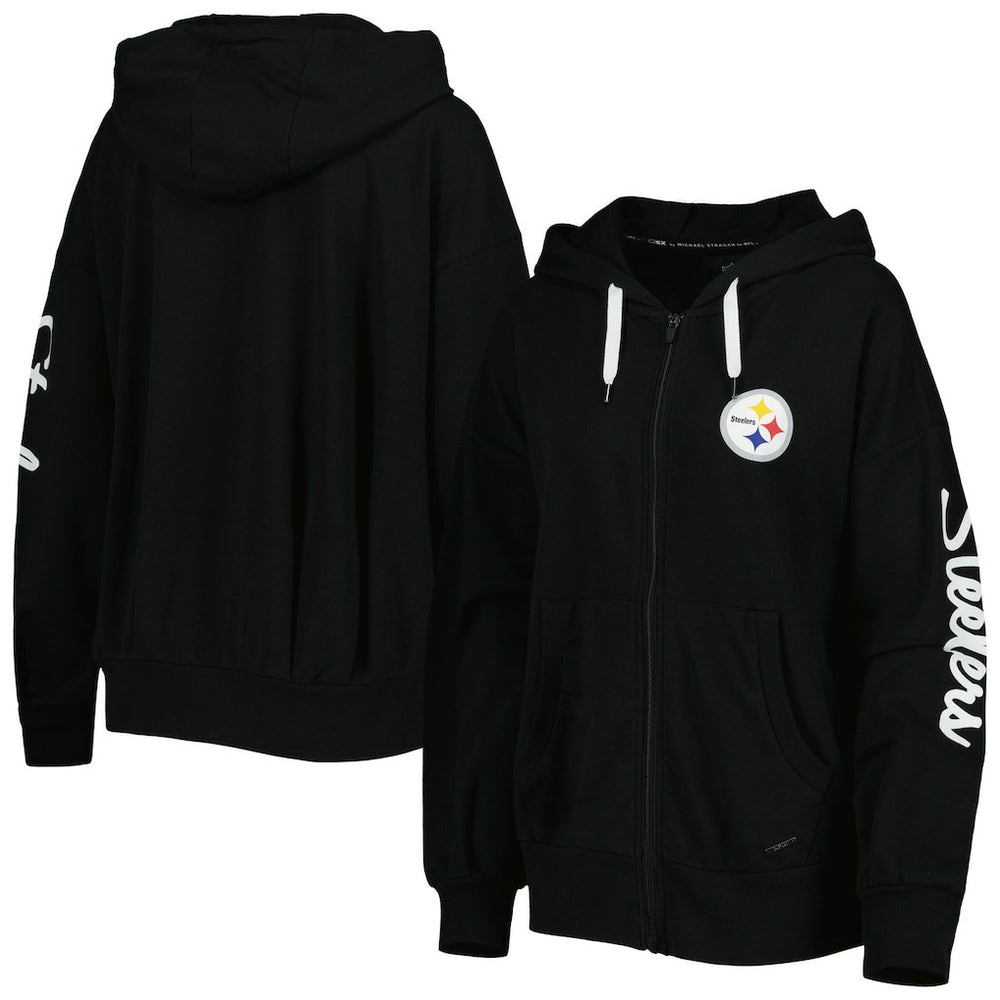 Pittsburgh Steelers MSX by Michael Strahan Women's Emerson Lightweight Full-Zip Hoodie - Black - NFL