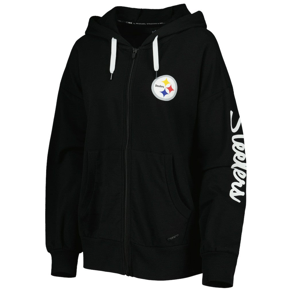 Pittsburgh Steelers MSX by Michael Strahan Women's Emerson Lightweight Full-Zip Hoodie - Black - NFL