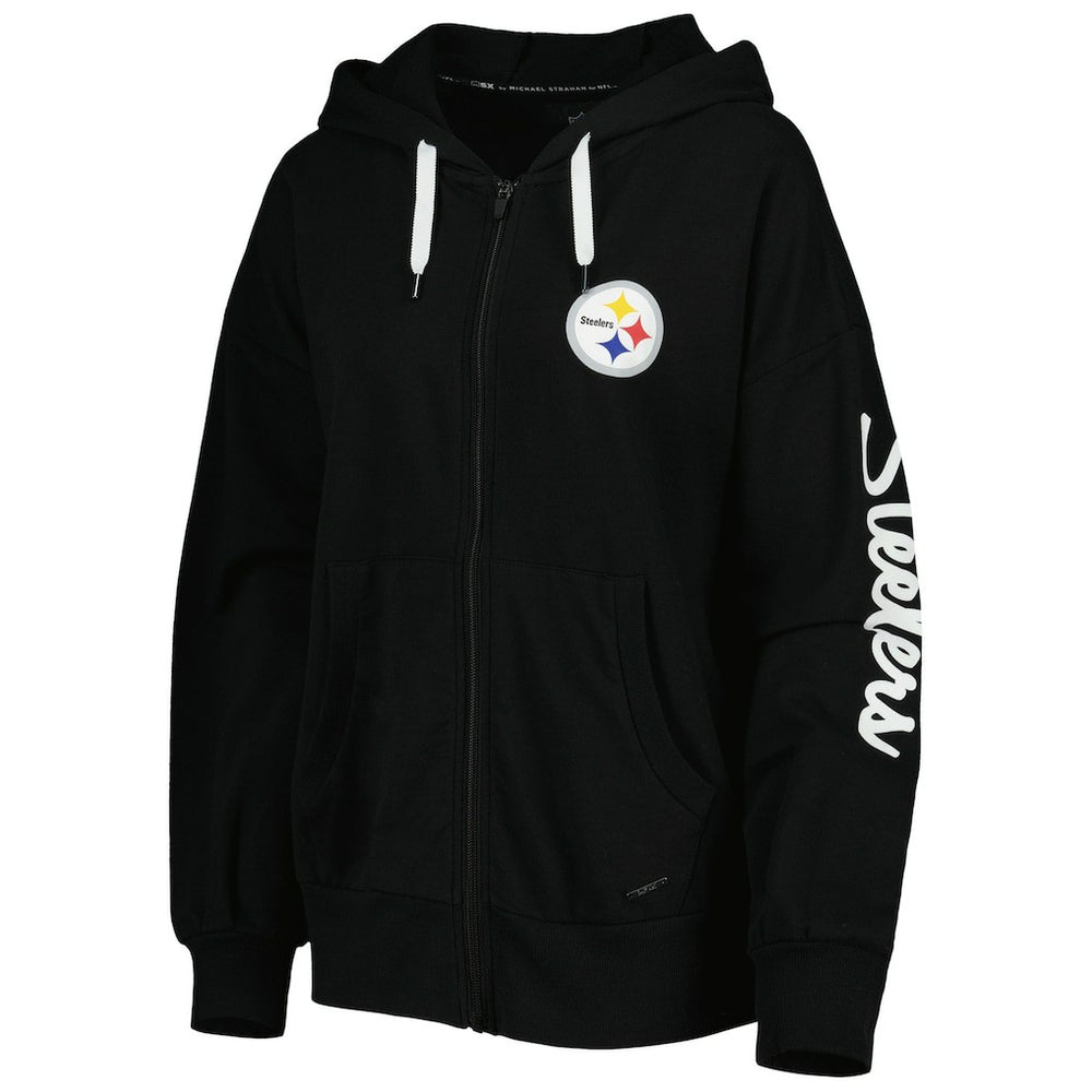 Pittsburgh Steelers MSX by Michael Strahan Women's Emerson Lightweight Full-Zip Hoodie - Black - NFL