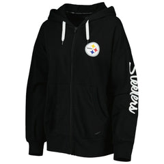 Pittsburgh Steelers MSX by Michael Strahan Women's Emerson Lightweight Full-Zip Hoodie - Black - NFL