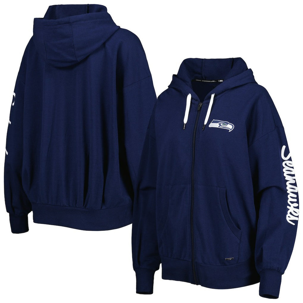 Seattle Seahawks MSX by Michael Strahan Women's Emerson Lightweight Full-Zip Hoodie - College Navy - NFL