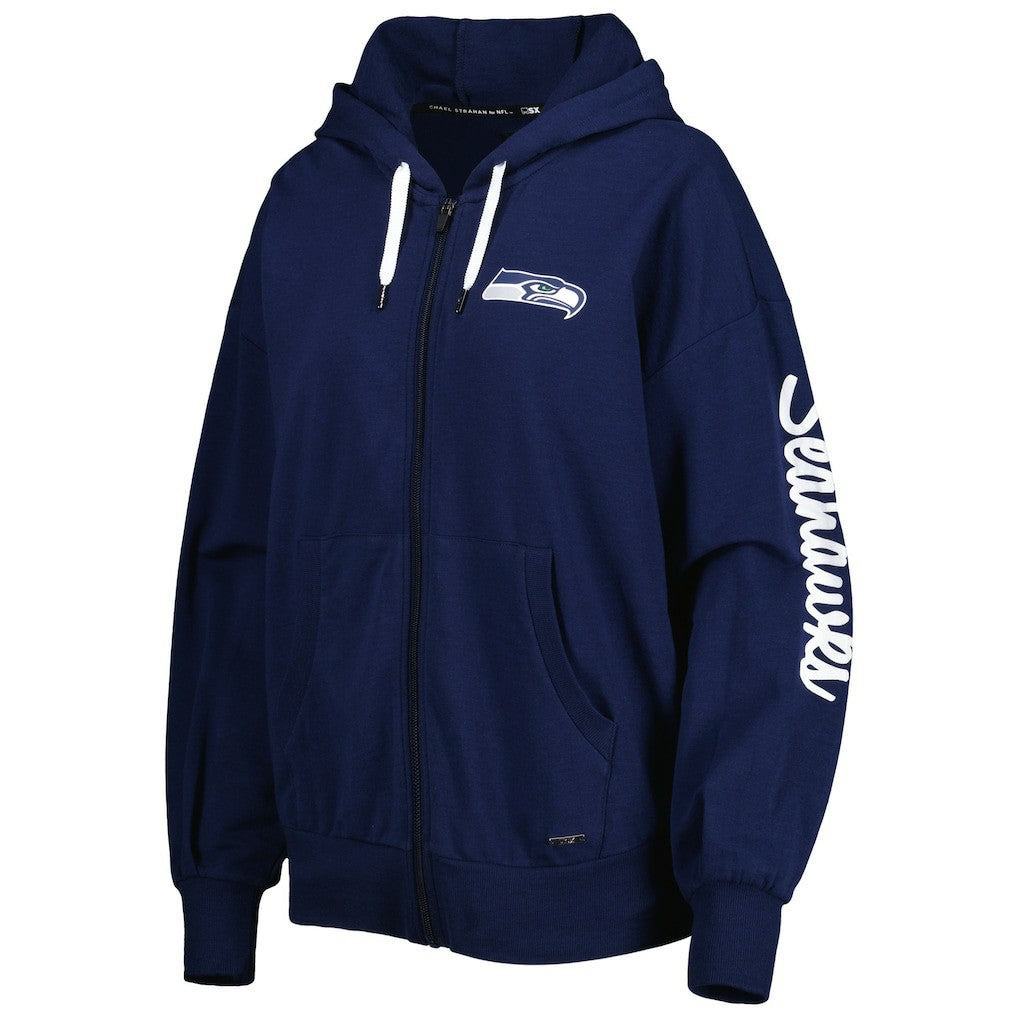 Seattle Seahawks MSX by Michael Strahan Women's Emerson Lightweight Full-Zip Hoodie - College Navy - NFL