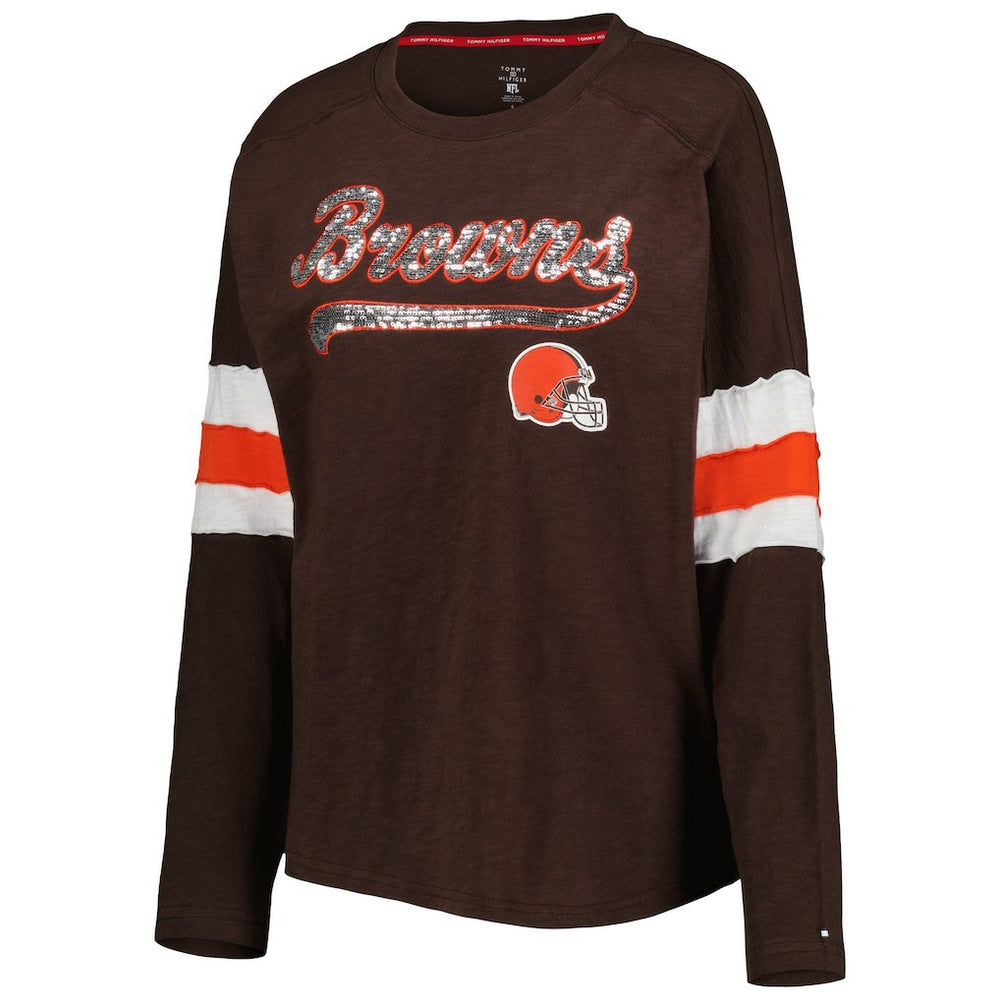 Cleveland Browns Tommy Hilfiger Women's Justine Long Sleeve Tunic T-Shirt - Brown - NFL