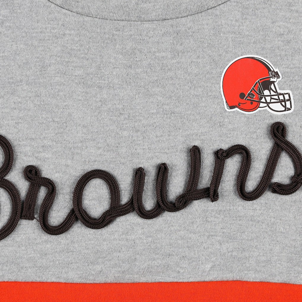 Cleveland Browns Touch Women's Outfield Deep V-Back Waist Length Pullover Sweatshirt - Heather Gray/Brown - NFL