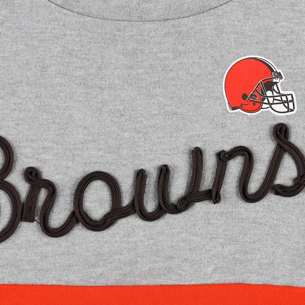 Cleveland Browns Touch Women's Outfield Deep V-Back Waist Length Pullover Sweatshirt - Heather Gray/Brown - NFL