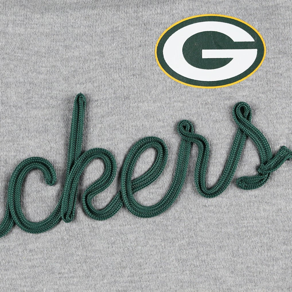 Green Bay Packers Touch Women's Outfield Deep V-Back Waist Length Pullover Sweatshirt - Heather Gray/Green - NFL