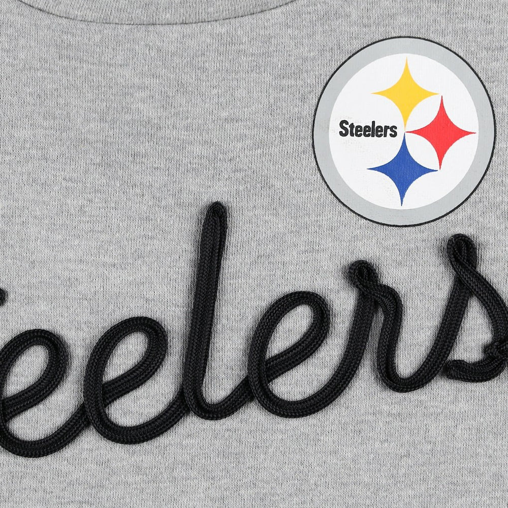 Pittsburgh Steelers Touch Women's Outfield Deep V-Back Waist Length Pullover Sweatshirt - Heather Gray/Black - NFL