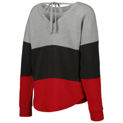 Tampa Bay Buccaneers Touch Women's Outfield Deep V-Back Waist Length Pullover Sweatshirt - Heather Gray/Red - NFL
