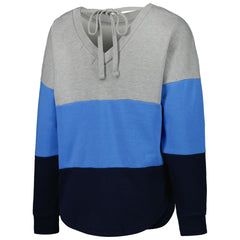 Tennessee Titans Touch Women's Outfield Deep V-Back Waist Length Pullover Sweatshirt - Heather Gray/Navy - NFL