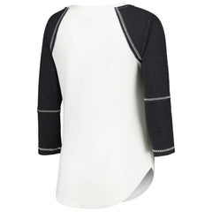 Las Vegas Raiders Touch Women's Rebel Raglan Tri-Blend 3/4-Sleeve Lace-Up V-Neck T-Shirt - White/Black - NFL