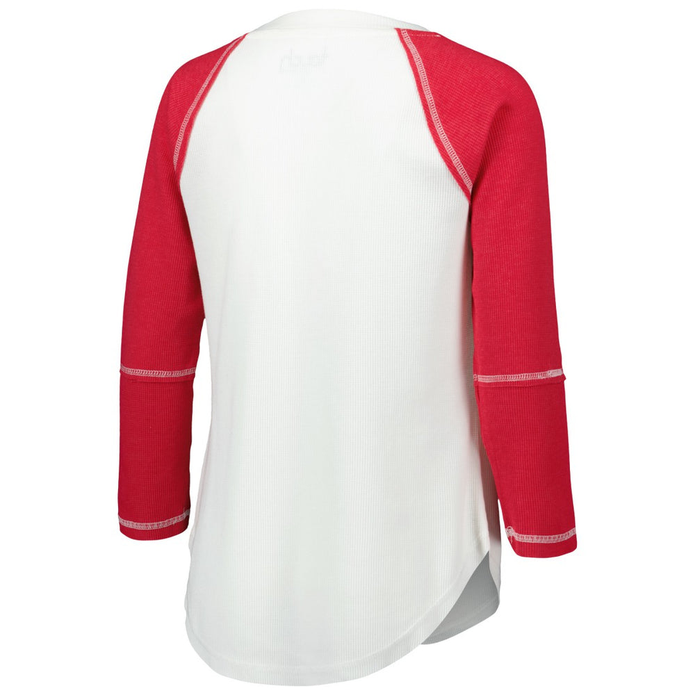 Tampa Bay Buccaneers Touch Women's Rebel Raglan Tri-Blend 3/4-Sleeve Lace-Up V-Neck T-Shirt - White/Red - NFL