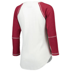 Washington Commanders Touch Women's Rebel Raglan Tri-Blend 3/4-Sleeve Lace-Up V-Neck T-Shirt - White/Burgundy - NFL