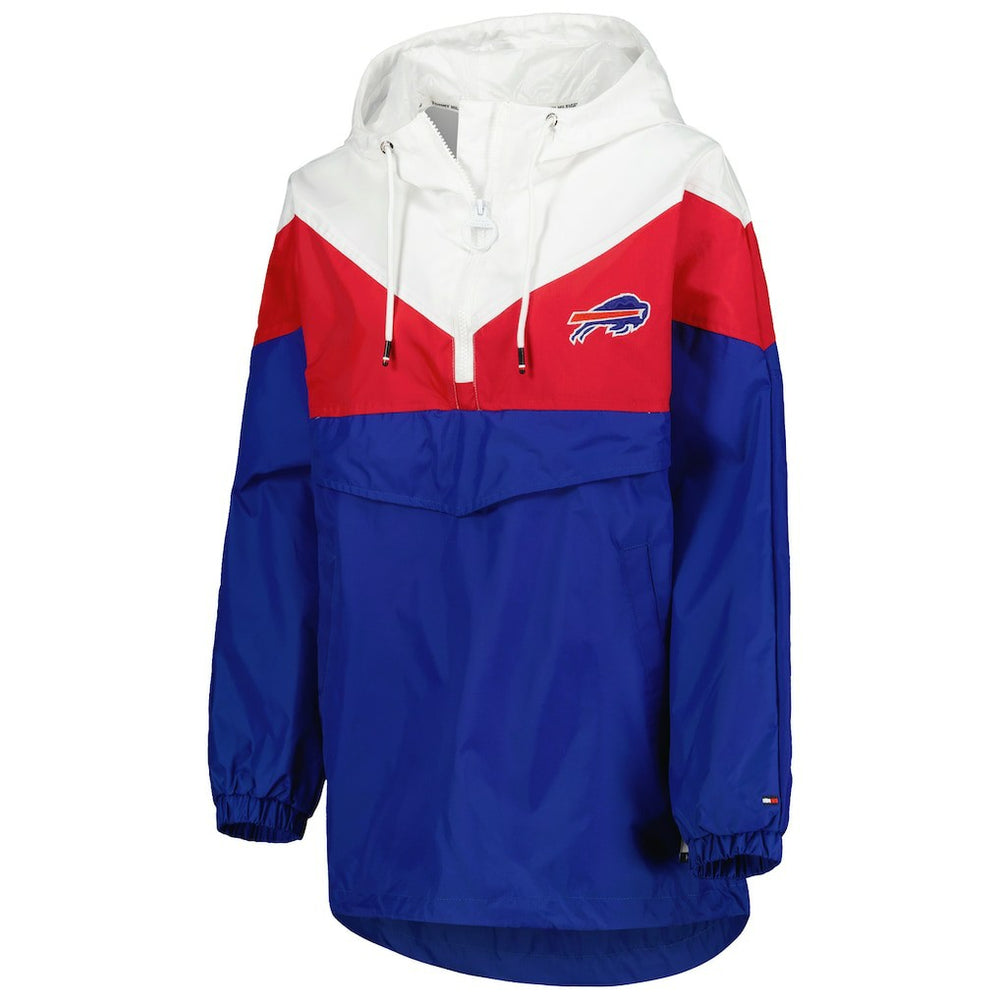 Buffalo Bills Tommy Hilfiger Women's Staci Half-Zip Hoodie Windbreaker Jacket - White/Red - NFL
