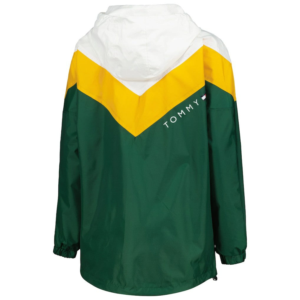 Green Bay Packers Tommy Hilfiger Women's Staci Half-Zip Hoodie Windbreaker Jacket - White/Gold - NFL
