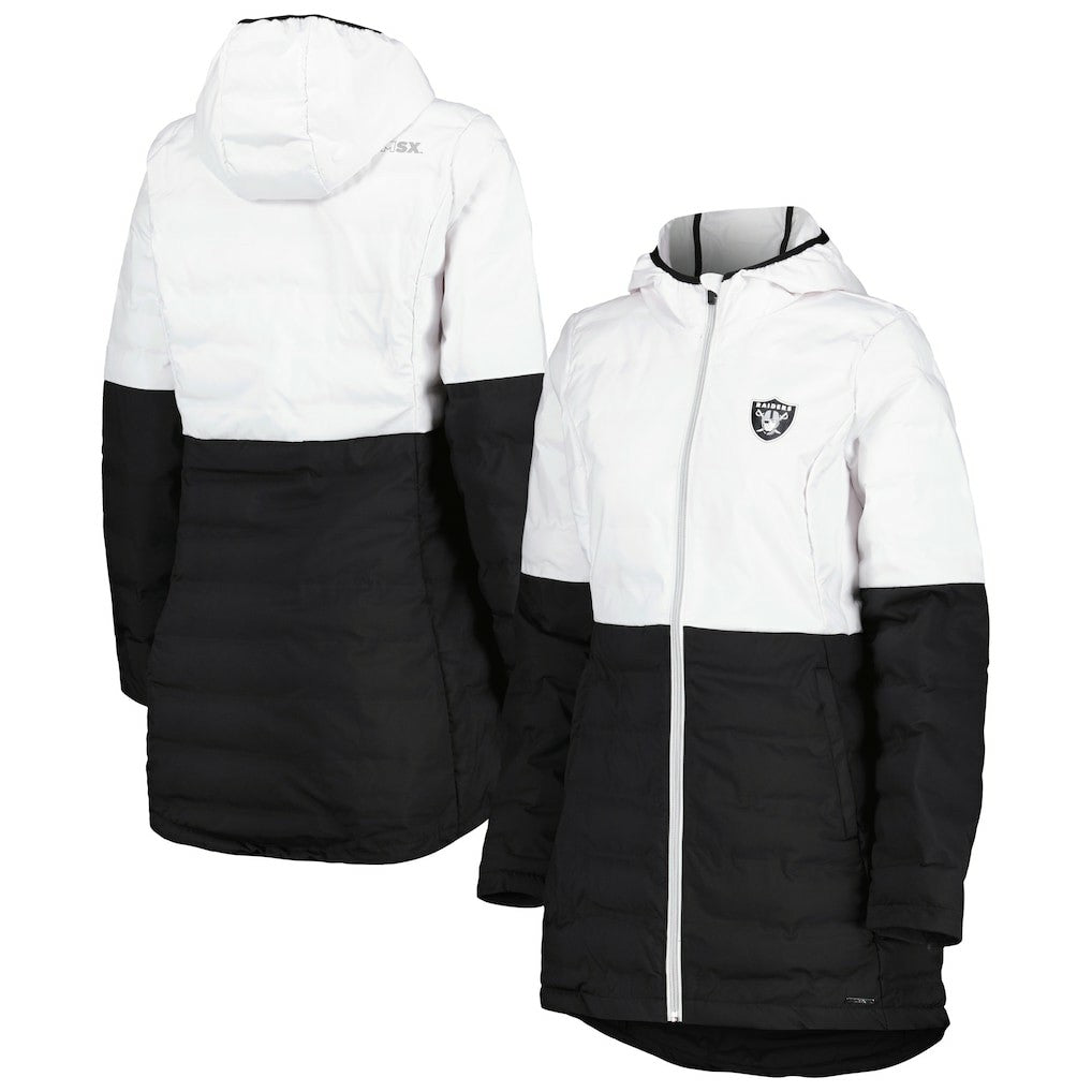 Las Vegas Raiders MSX by Michael Strahan Women's Willow Quilted Hoodie Full-Zip Jacket - White/Black - NFL