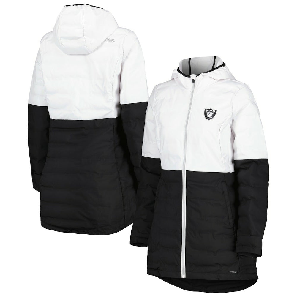Las Vegas Raiders MSX by Michael Strahan Women's Willow Quilted Hoodie Full-Zip Jacket - White/Black - NFL
