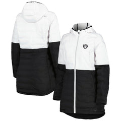 Las Vegas Raiders MSX by Michael Strahan Women's Willow Quilted Hoodie Full-Zip Jacket - White/Black - NFL